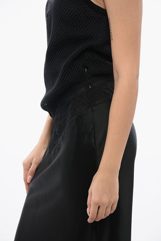 Mesh LACE NET Tank Dress with Satin Skirt