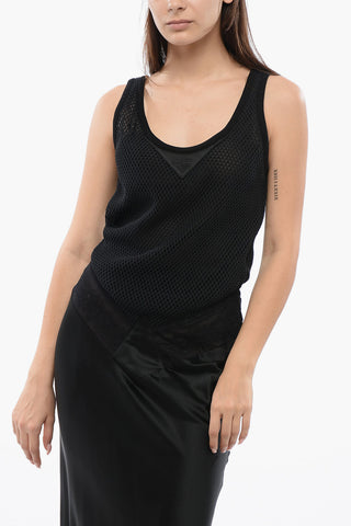 Mesh LACE NET Tank Dress with Satin Skirt