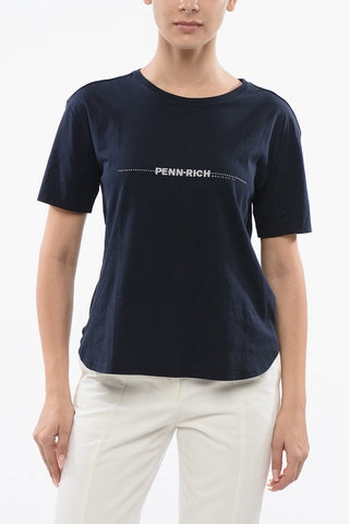 PENN-RICH T-Shirt in Cotone con Logo Stampato e Microborchie
