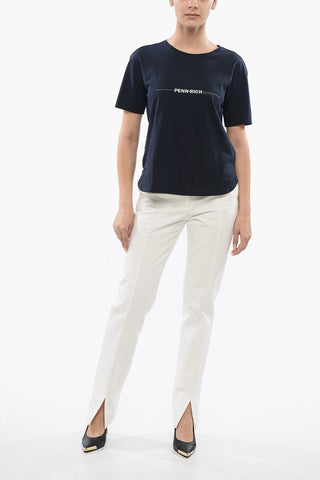 PENN-RICH T-Shirt in Cotone con Logo Stampato e Microborchie