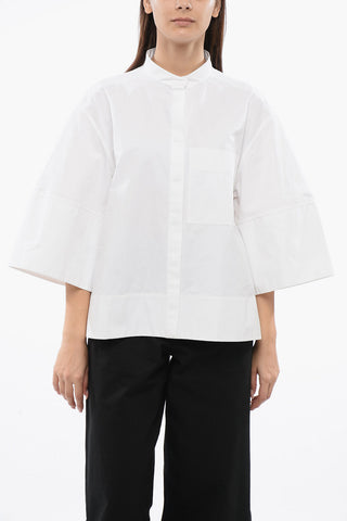 Camicia in Popelin con Abbottonatura Nascosta