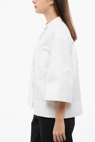 Camicia in Popelin con Abbottonatura Nascosta