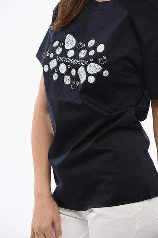 Printed T-Shirt With Piercing Details