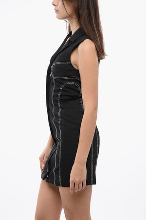 Blazer Dress Smanicato con Cristalli