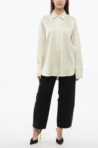 Camicia in Twill con Abbottonatura Nascosta