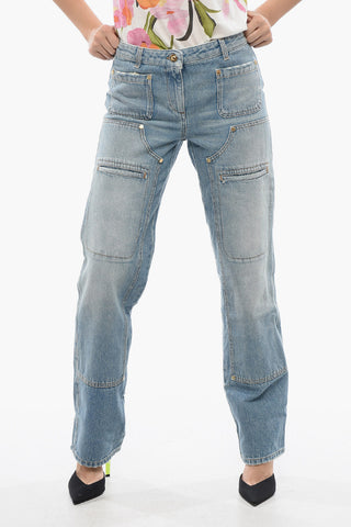 Jeans Straight Fit Light Washed Con Pannelli