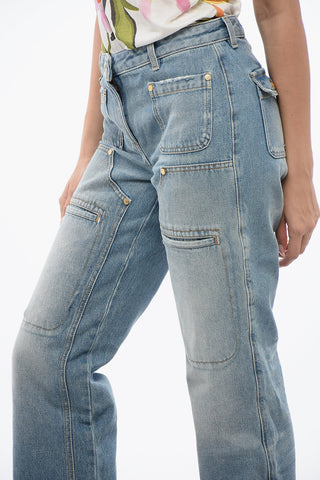 Jeans Straight Fit Light Washed Con Pannelli