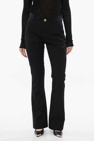 Flare-Fit Pants With Jewel Buttons