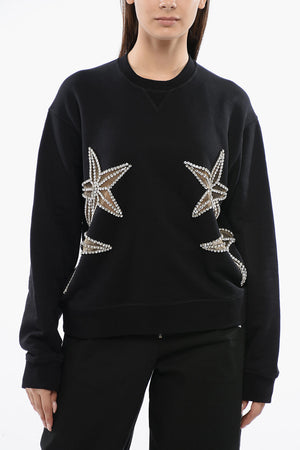 Crewneck Sweatshirt STAR with See-Through Inserts and Crystals