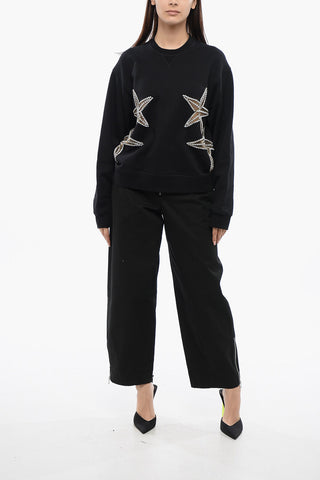 Crewneck Sweatshirt STAR with See-Through Inserts and Crystals