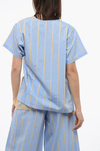Striped T-shirt FLOATING TIME with Mesh Details