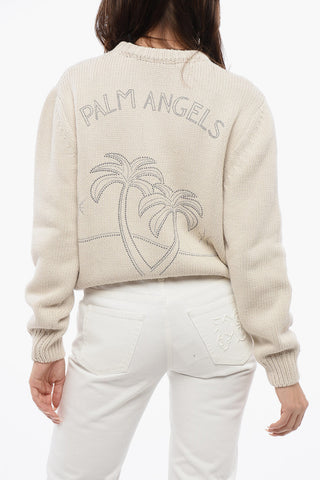 Maglione Girocollo In Misto Lana Con Logo In Borchie
