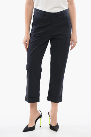Pantaloni Chino Cropped Fit in Cotone Stretch