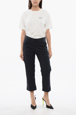 Pantaloni Chino Cropped Fit in Cotone Stretch
