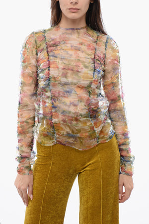 Langarm-Top RIPPLE REFLECTIONS transparent mit Blumenmuster