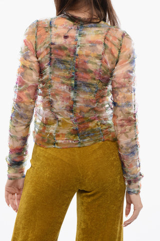 Langarm-Top RIPPLE REFLECTIONS transparent mit Blumenmuster