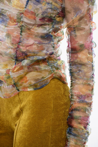Langarm-Top RIPPLE REFLECTIONS transparent mit Blumenmuster