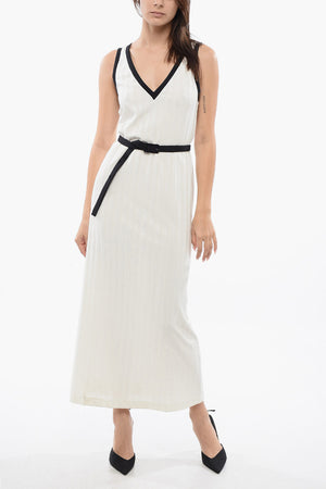 Sleeveless Ribbed Dress with Belt