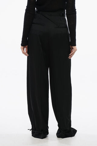 Pantaloni in Satin con Lacci sul Fondo