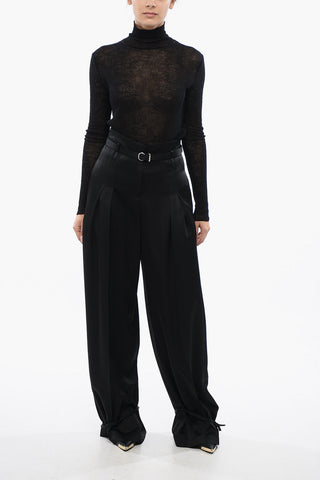 Pantaloni in Satin con Lacci sul Fondo