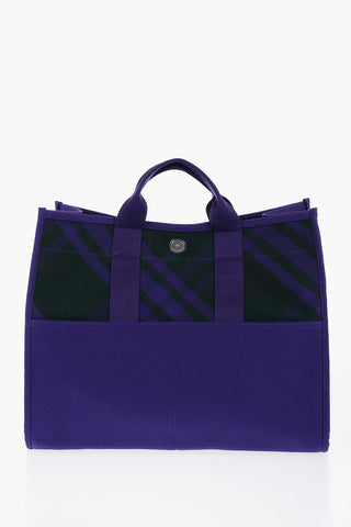 Checked Shopper Bag with Outer Pockets