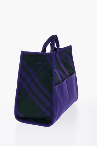 Checked Shopper Bag with Outer Pockets