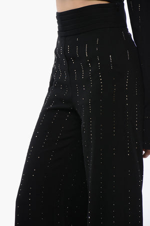 Pantaloni CUMMERBUND A Vita Alta Con Strass