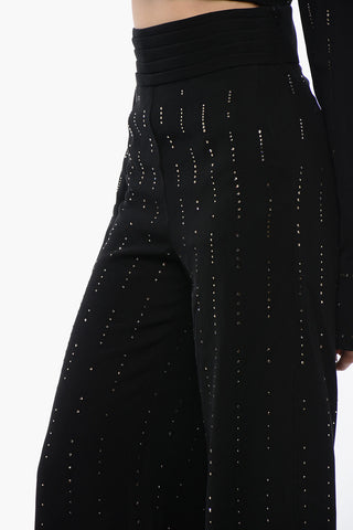 Pantaloni CUMMERBUND A Vita Alta Con Strass
