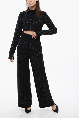 Pantaloni CUMMERBUND A Vita Alta Con Strass