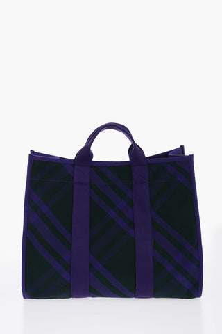 Checked Shopper Bag with Outer Pockets
