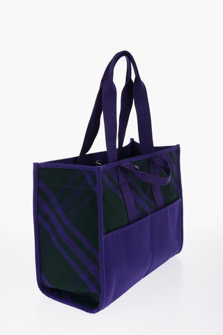 Checked Shopper Bag with Outer Pockets