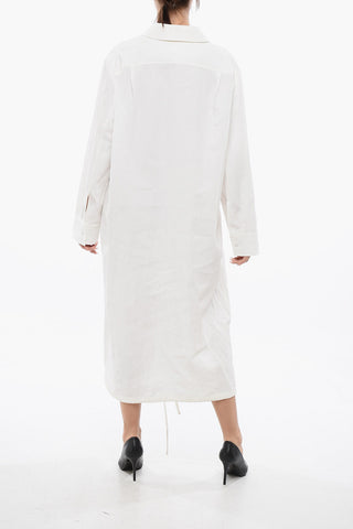 Coated Linen Chemisier with Drawstring