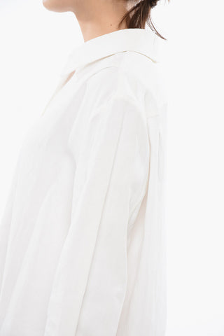 Coated Linen Chemisier with Drawstring