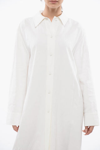 Coated Linen Chemisier with Drawstring