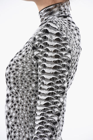 Long Sleeved Bodycon Dress With Jacquard Animalier Motif