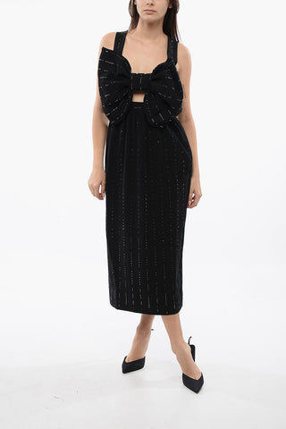 Vestito Midi Con Maxi Fiocco E Strass