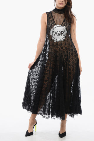 Sleeveless Lace REFLECT Maxi Dress With Bow Neckline