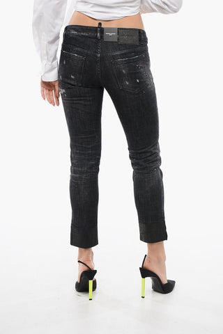 Stretch Denim Jeans JENNIFER CROPPED Vintage Effect 15cm