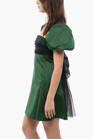 Vestito Mini Con Maniche Leg Of Mutton E Dettaglio Fiocco
