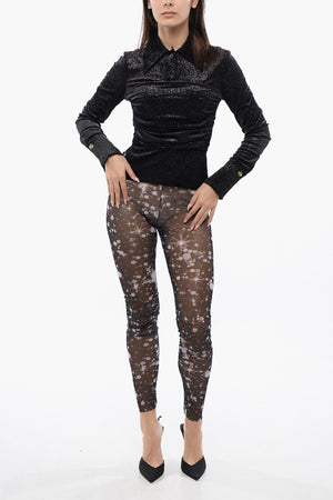 Top In Velluto Arricciato In Vita Con Glitter