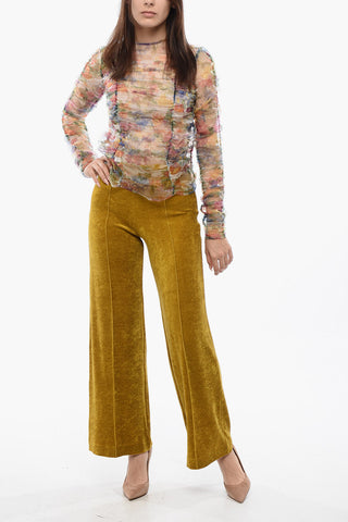 Pantaloni In Velluto A Vita Alta