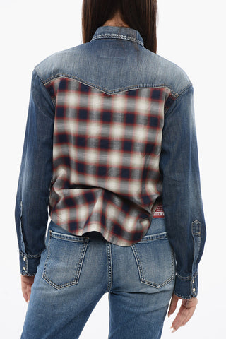 Denim Saharan Blouse with Crystal Fringes