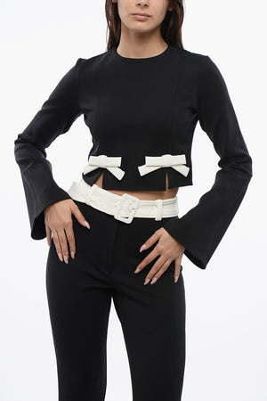 Cropped-Top mit langen Ärmeln und Schleifendetails