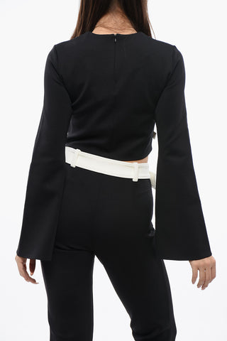 Cropped-Top mit langen Ärmeln und Schleifendetails