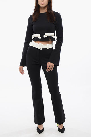 Cropped-Top mit langen Ärmeln und Schleifendetails