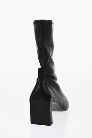Pointed Leather Booties Heel 7 cm