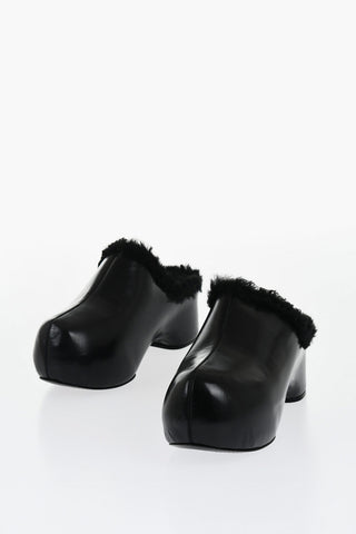 Zoccoli In Pelle Con Imbottitura Shearling