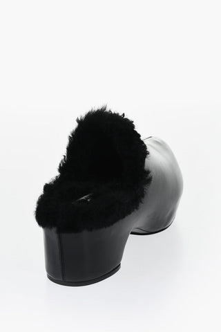 Zoccoli In Pelle Con Imbottitura Shearling