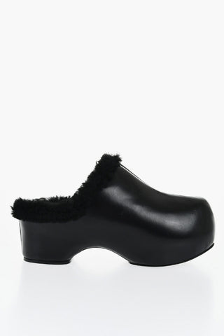 Zoccoli In Pelle Con Imbottitura Shearling