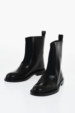 Stivaletti In Pelle Con Inserto Elasticizzato